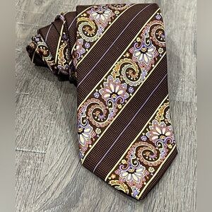 Robert Talbott Best of Class 109% Silk Made in USA Stripe Floral Paisley Tie EUC